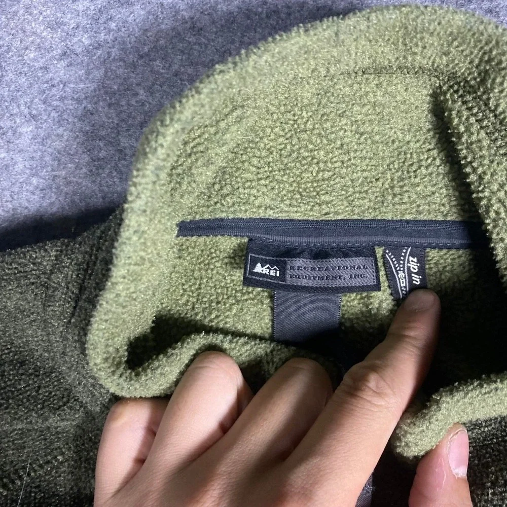 REI Co op Mens Full Zip Fleece Jacket‎ Green Polartec Outdoor Layer Size XL